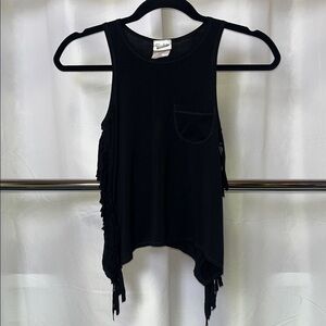 Random Hearts Girls Black Fringe Pocket Tunic Tank - size 6x